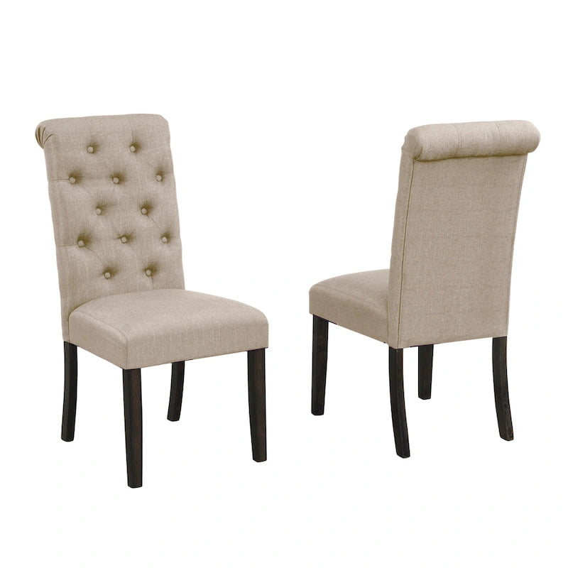 Ensemble de salle à manger Roundhill Furniture Leviton en bois style urbain, finition délavée foncée, pieds tournés : Table et 4 chaises