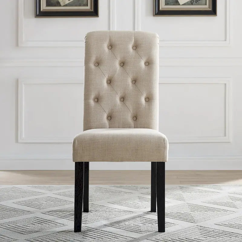 Ensemble de salle à manger Roundhill Furniture Leviton en bois style urbain, finition délavée foncée, pieds tournés : Table et 4 chaises