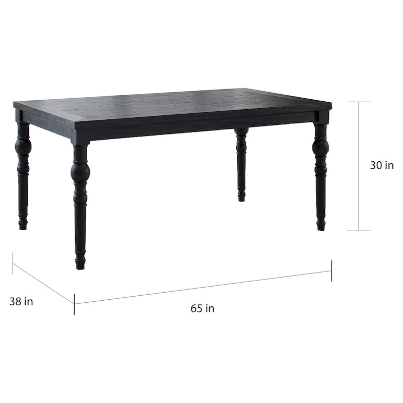 Ensemble de salle à manger Roundhill Furniture Leviton en bois style urbain, finition délavée foncée, pieds tournés : Table et 4 chaises