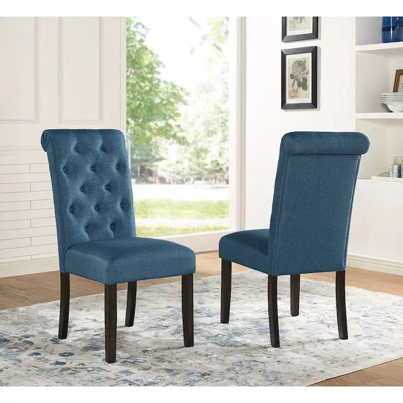 Ensemble de salle à manger Roundhill Furniture Leviton en bois style urbain, finition délavée foncée, pieds tournés : Table et 4 chaises