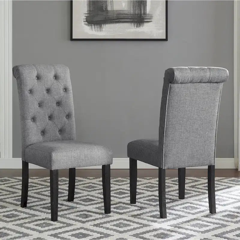 Ensemble de salle à manger Roundhill Furniture Leviton en bois style urbain, finition délavée foncée, pieds tournés : Table et 4 chaises
