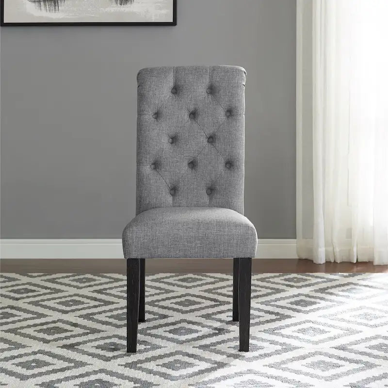 Ensemble de salle à manger Roundhill Furniture Leviton en bois style urbain, finition délavée foncée, pieds tournés : Table et 4 chaises