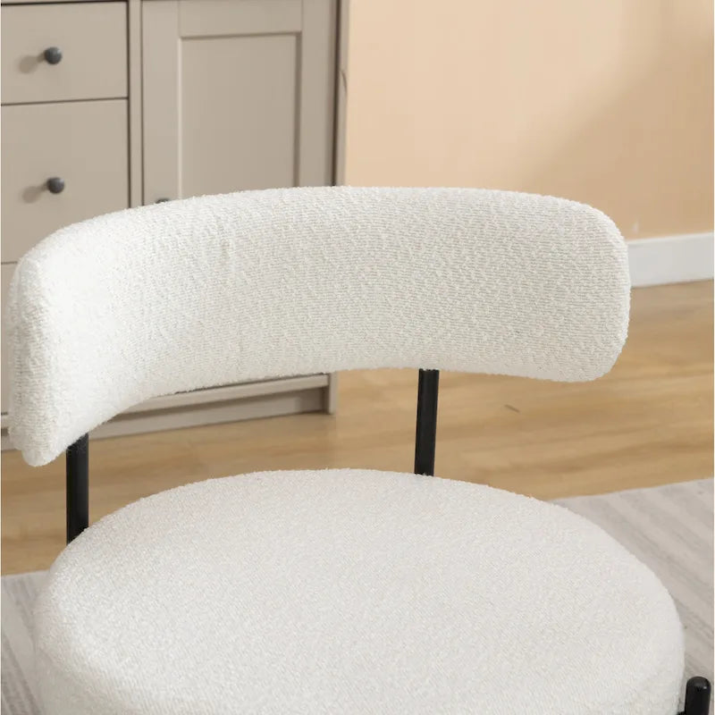 Roundhill Furniture Burbank Nowoczesne Okrągłe Krzesła Jadalniane Boucle, Zestaw 2