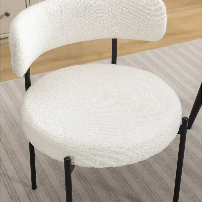 Roundhill Furniture Burbank Nowoczesne Okrągłe Krzesła Jadalniane Boucle, Zestaw 2