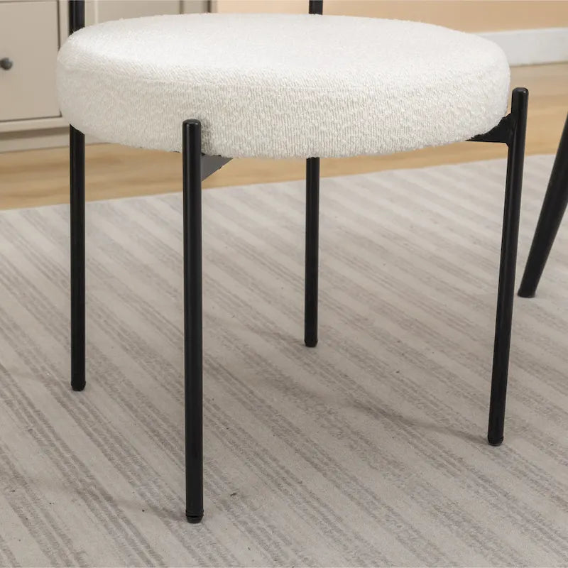 Roundhill Furniture Burbank Nowoczesne Okrągłe Krzesła Jadalniane Boucle, Zestaw 2