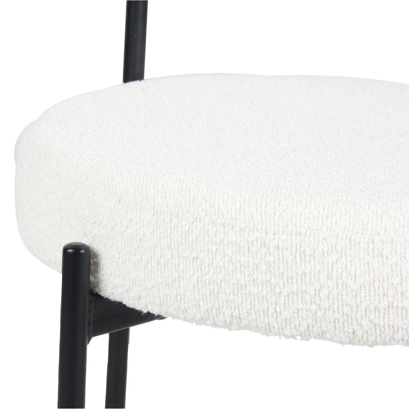 Roundhill Furniture Burbank Nowoczesne Okrągłe Krzesła Jadalniane Boucle, Zestaw 2