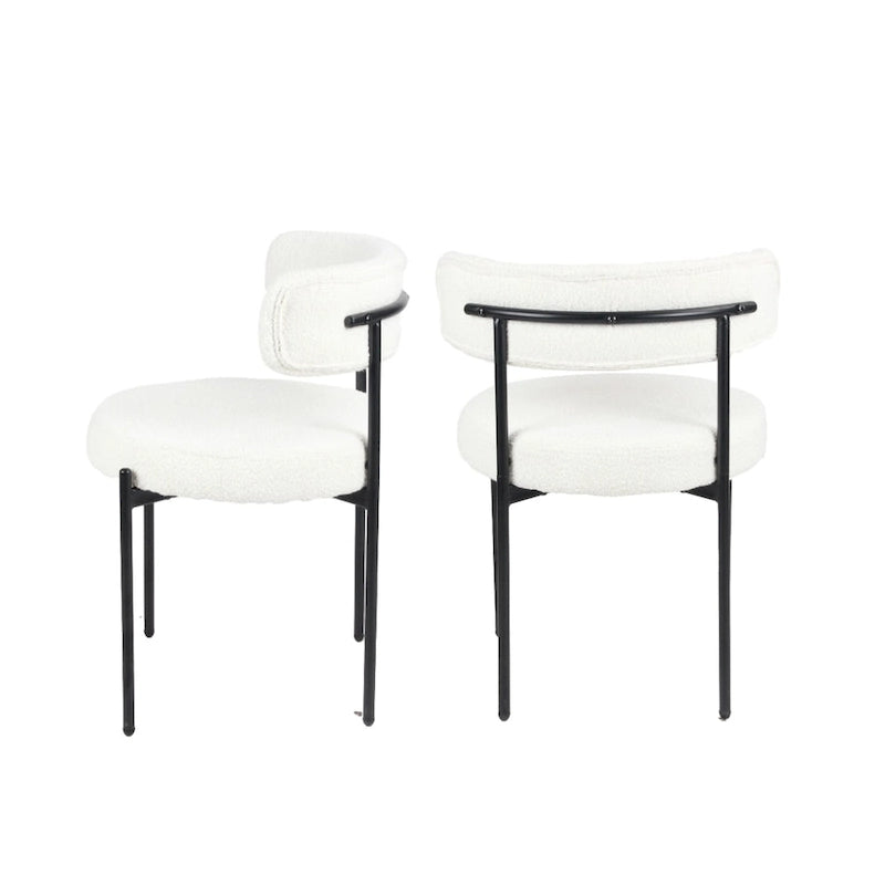 Roundhill Furniture Burbank Nowoczesne Okrągłe Krzesła Jadalniane Boucle, Zestaw 2