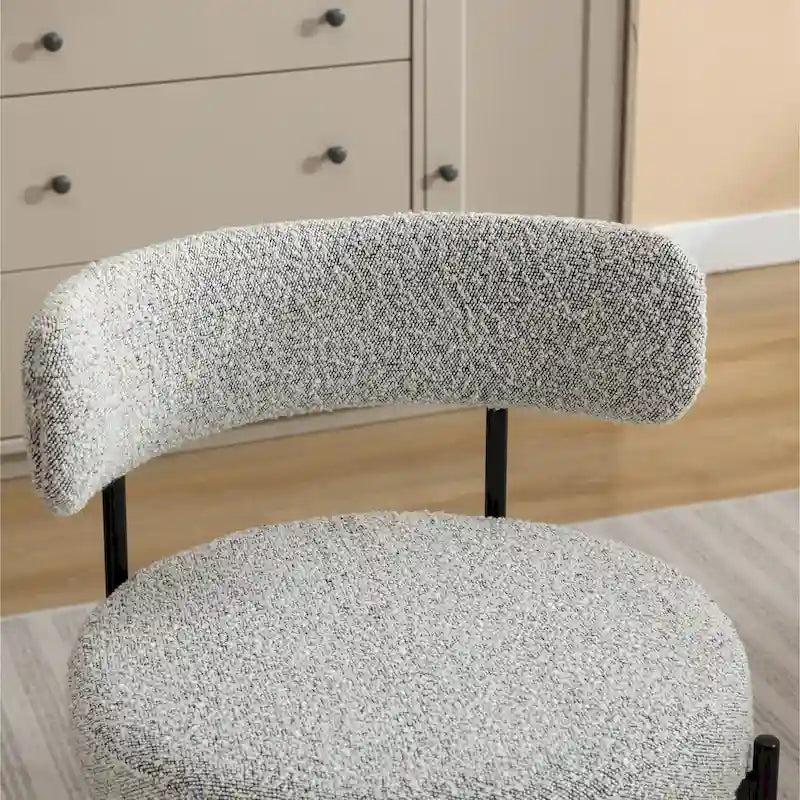 Roundhill Furniture Burbank Nowoczesne Okrągłe Krzesła Jadalniane Boucle, Zestaw 2