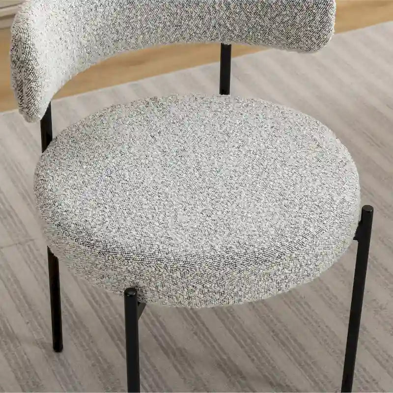 Roundhill Furniture Burbank Nowoczesne Okrągłe Krzesła Jadalniane Boucle, Zestaw 2