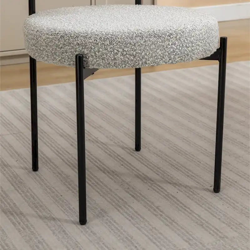 Roundhill Furniture Burbank Nowoczesne Okrągłe Krzesła Jadalniane Boucle, Zestaw 2