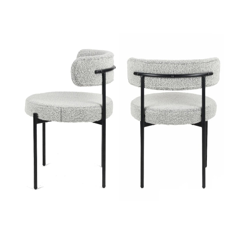 Roundhill Furniture Burbank Nowoczesne Okrągłe Krzesła Jadalniane Boucle, Zestaw 2