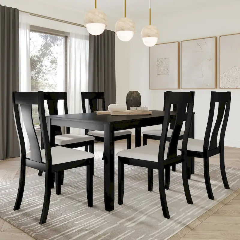 Ensemble de salle à manger en bois 7 pièces style vintage CraftPorch
