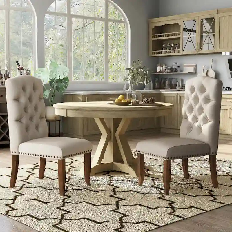 Chaises de salle à manger en tissu capitonné Cordova Farmhouse (Lot de 2) par Furniture of America