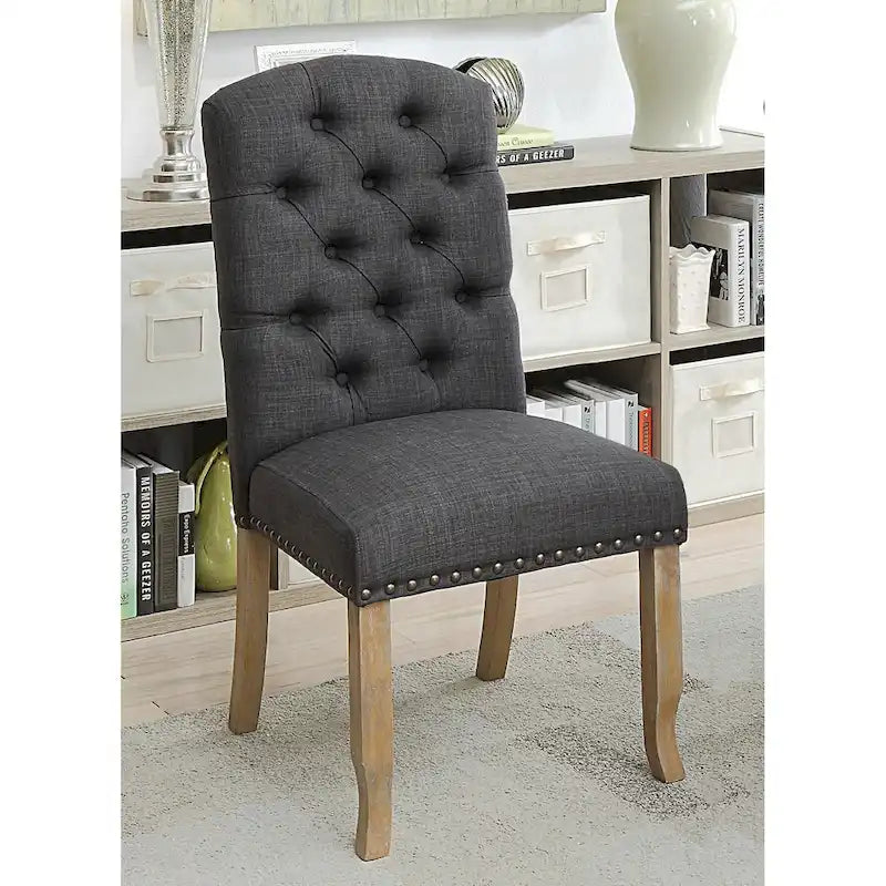 Chaises de salle à manger en tissu capitonné Cordova Farmhouse (Lot de 2) par Furniture of America