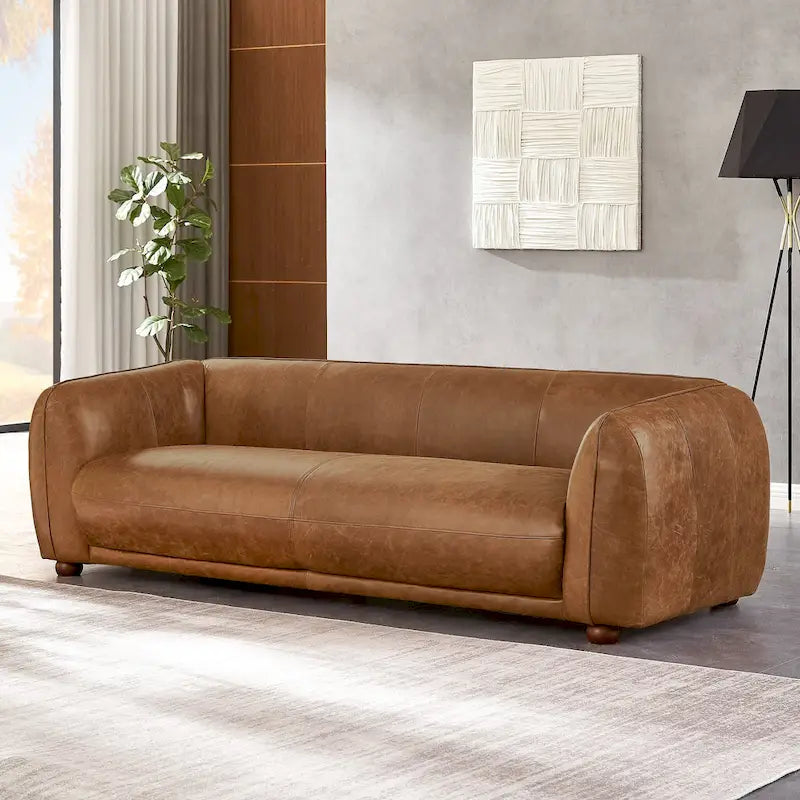 Mayla skórzana kanapa włoska luksusowa w stylu mid-century modern