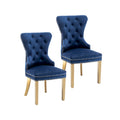 Porthos Home Chaises de salle à manger Caily capitonnées en velours avec pieds chromés dorés, lot de 2