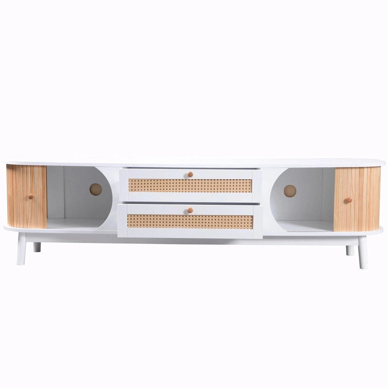 Nowoczesna Szafka RTV w Stylu Farmhouse z Nóżkami z Litego Drewna