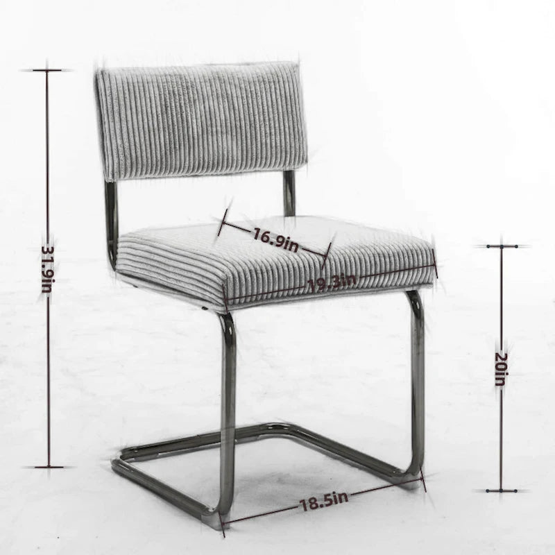 Chaises de salle à manger modernes avec base en métal doré, chaises de cuisine sans accoudoirs avec capitonnage cannelé, lot de 2