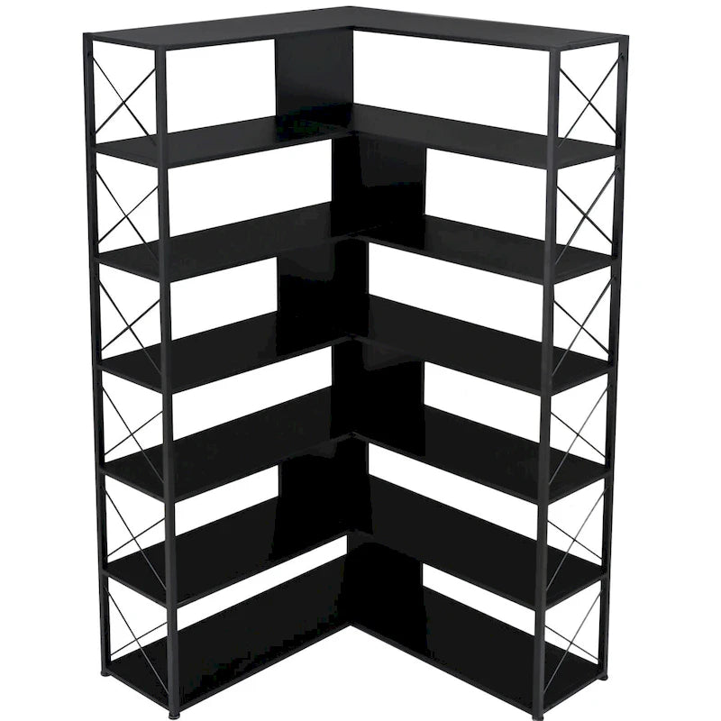 Étagère d'angle en forme de L à 7 niveaux