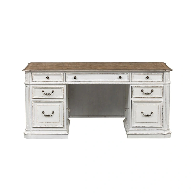 Bureau Magnolia Manor Antique White Weathered Bark