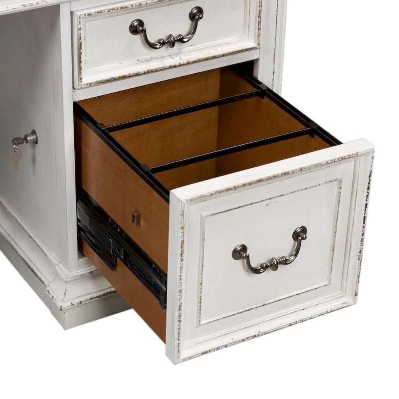 Bureau Magnolia Manor Antique White Weathered Bark