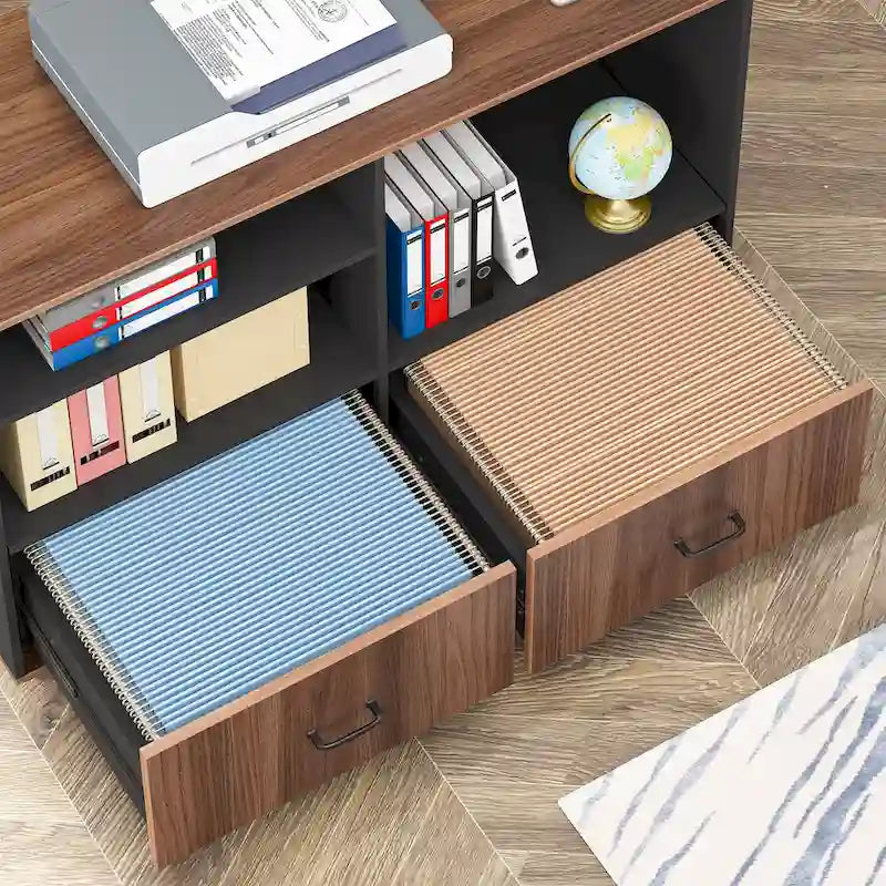 63 grands bureaux de direction en L avec armoire de rangement pour dossiers