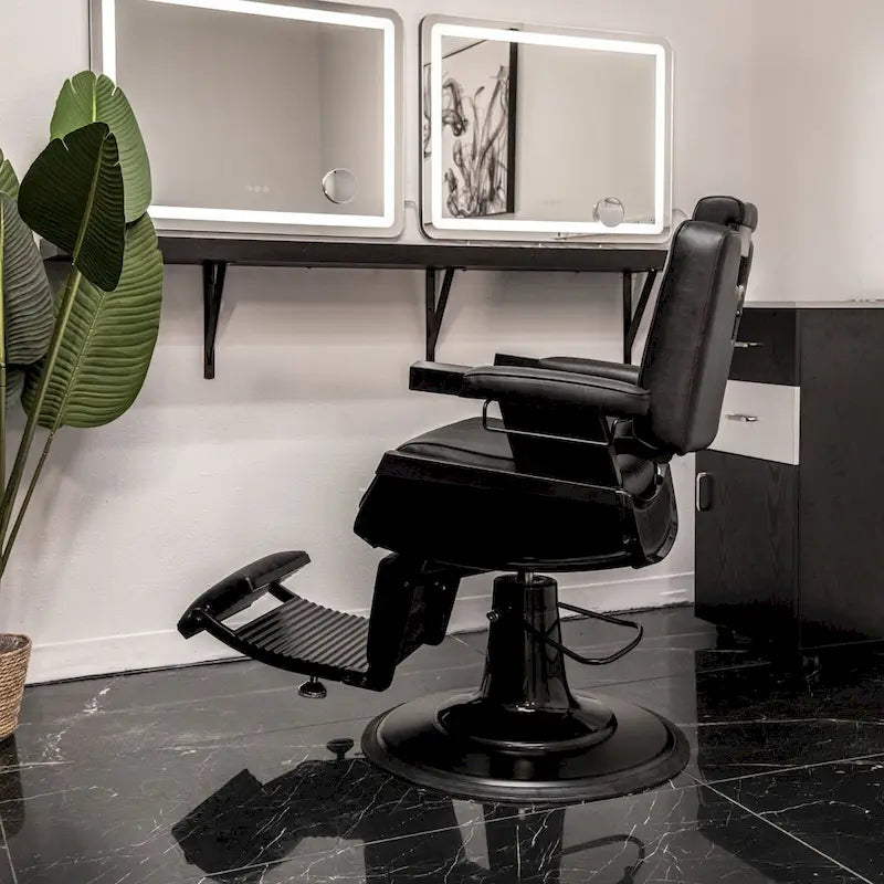 Fauteuil de Barbier Inclinable SHERMAN Robuste, Noir