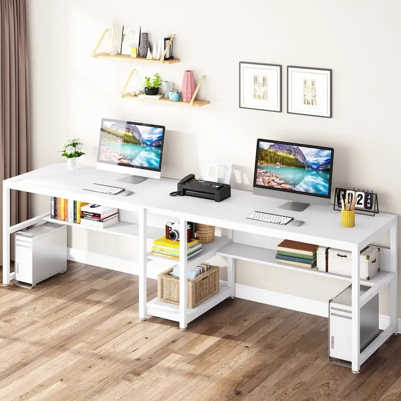 78.7 Bureau deux places, bureau double avec étagère