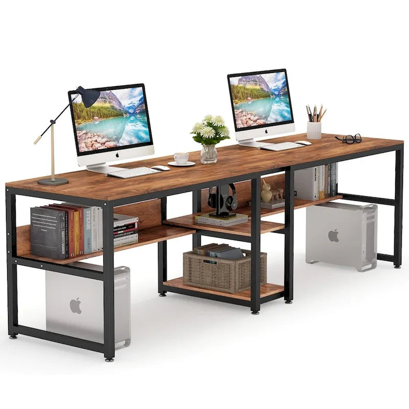 78.7 Bureau deux places, bureau double avec étagère
