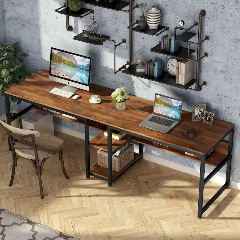 78.7 Bureau deux places, bureau double avec étagère