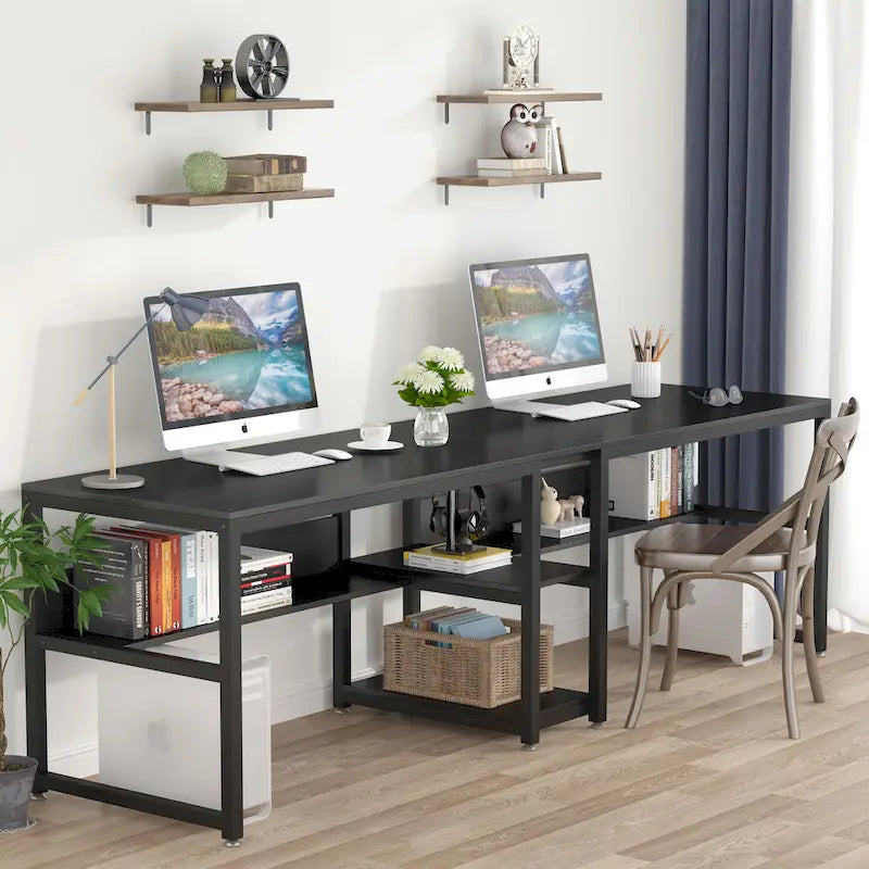 78.7 Bureau deux places, bureau double avec étagère