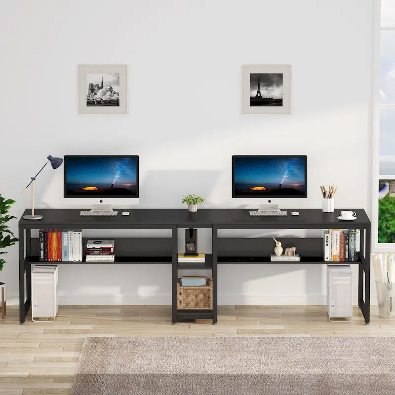 78.7 Bureau deux places, bureau double avec étagère