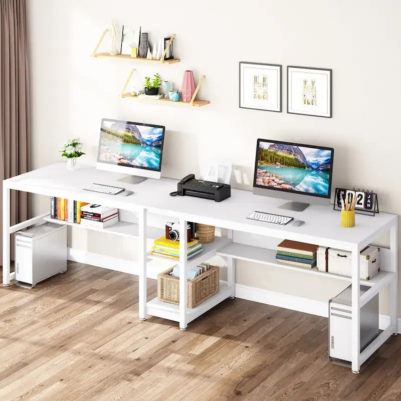 78.7 Bureau deux places, bureau double avec étagère