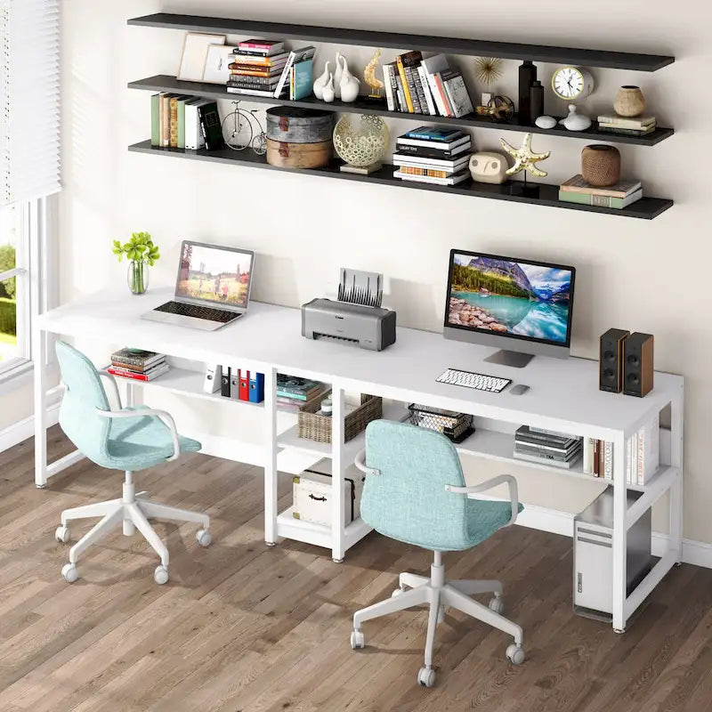 78.7 Bureau deux places, bureau double avec étagère