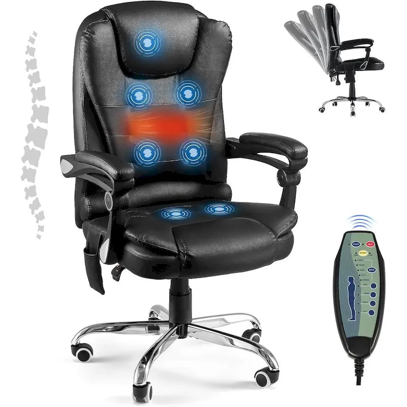 AECOJOY Chaise de bureau ergonomique avec 7 points de massage vibrant et fonctions chauffantes