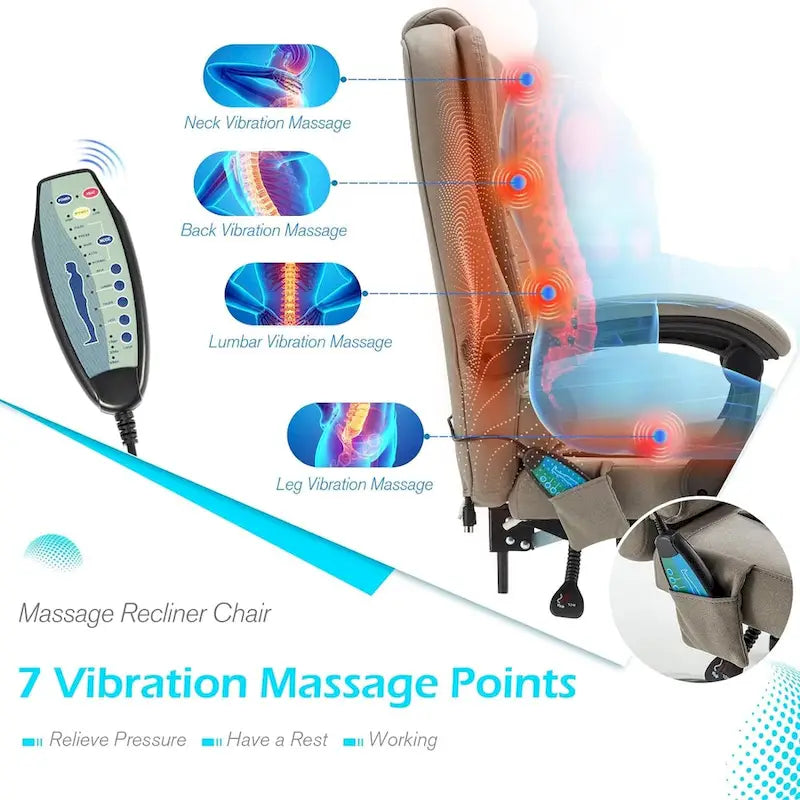 Fotel biurowy AECOJOY Ergonomiczny z 7-punktowym masażem wibracyjnym i funkcją podgrzewania