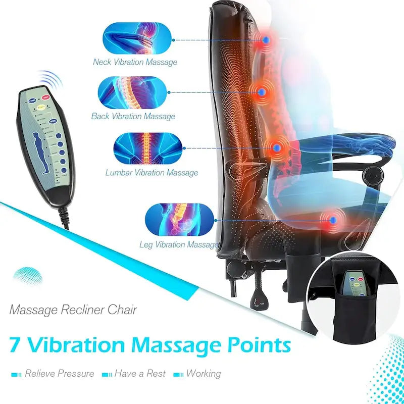 Fotel biurowy AECOJOY Ergonomiczny z 7-punktowym masażem wibracyjnym i funkcją podgrzewania