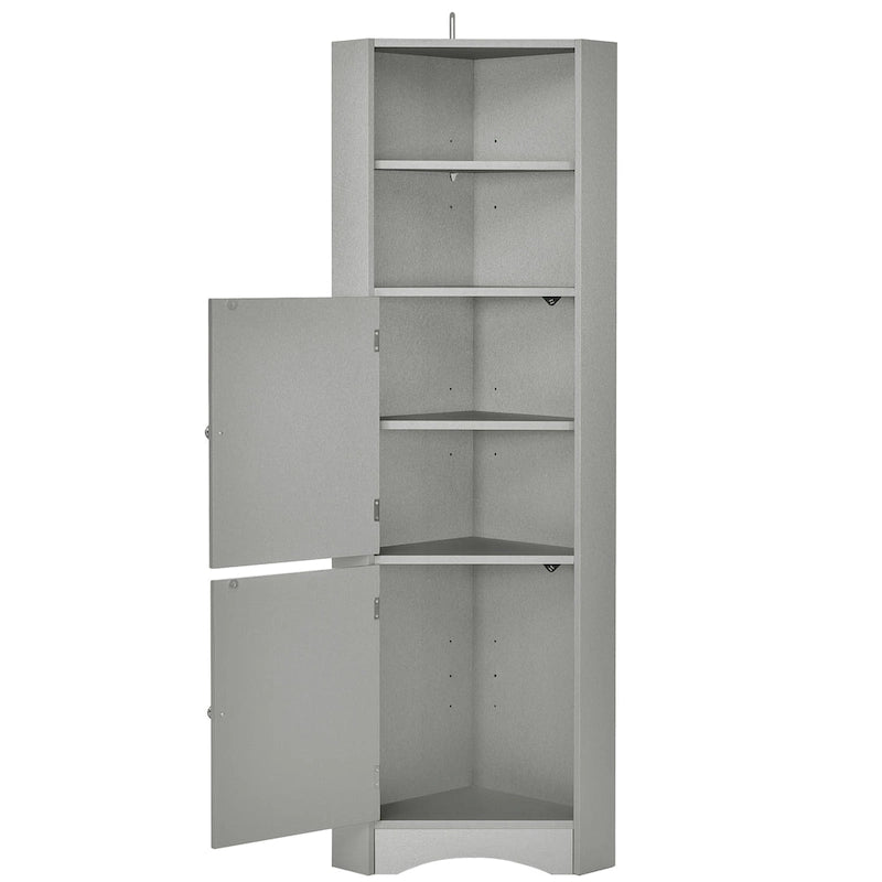 Meuble de salle de bain autoportant haut Nestfair, meuble de rangement d'angle avec portes et étagères réglables