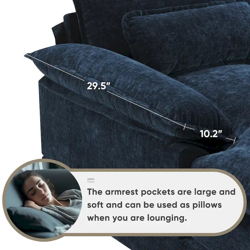 [VIDEO provided][New]123*55 Nowoczesna sofa w kształcie litery U z konsolą, uchwytami na kubki i portami USB, 6-osobowa tapicerowana symetryczna sofa wewnętrzna