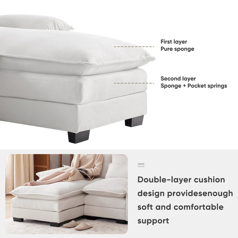 [VIDEO provided][New]123*55 Nowoczesna sofa w kształcie litery U z konsolą, uchwytami na kubki i portami USB, 6-osobowa tapicerowana symetryczna sofa wewnętrzna