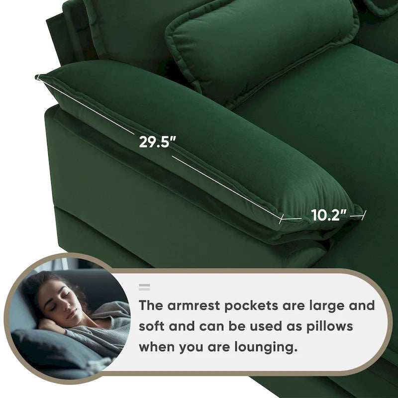 [VIDEO provided][New]123*55 Nowoczesna sofa w kształcie litery U z konsolą, uchwytami na kubki i portami USB, 6-osobowa tapicerowana symetryczna sofa wewnętrzna