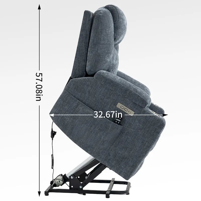 Fauteuil inclinable motorisé Okin Power Lift en chenille jusqu'à 158 kg, mécanisme de mouvement robuste avec massage par vibration à 8 points et soutien lombaire