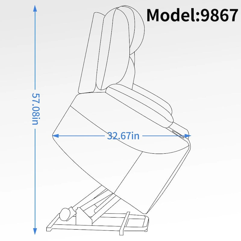 Fauteuil inclinable motorisé Okin Power Lift en chenille jusqu'à 158 kg, mécanisme de mouvement robuste avec massage par vibration à 8 points et soutien lombaire