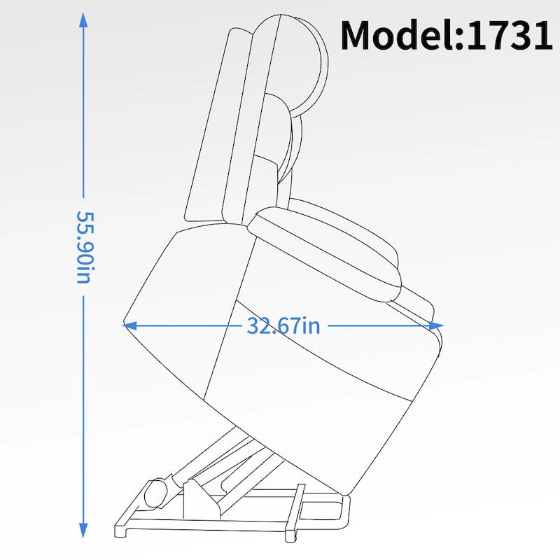 Fauteuil inclinable motorisé Okin Power Lift en chenille jusqu'à 158 kg, mécanisme de mouvement robuste avec massage par vibration à 8 points et soutien lombaire
