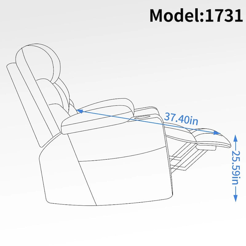 Fauteuil inclinable motorisé Okin Power Lift en chenille jusqu'à 158 kg, mécanisme de mouvement robuste avec massage par vibration à 8 points et soutien lombaire