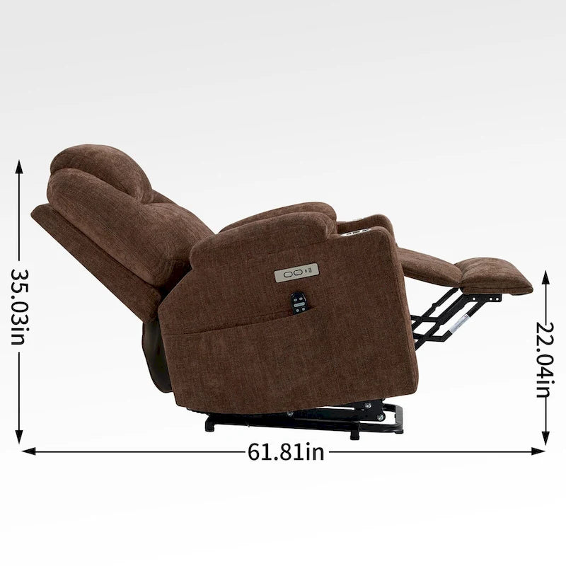 Fauteuil inclinable motorisé Okin Power Lift en chenille jusqu'à 158 kg, mécanisme de mouvement robuste avec massage par vibration à 8 points et soutien lombaire