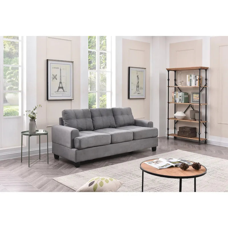 Canapé droit en microfibre à accoudoirs évasés Sandridge 79 po L - 34L x 79l x 36H