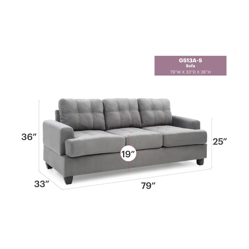 Canapé droit en microfibre à accoudoirs évasés Sandridge 79 po L - 34L x 79l x 36H