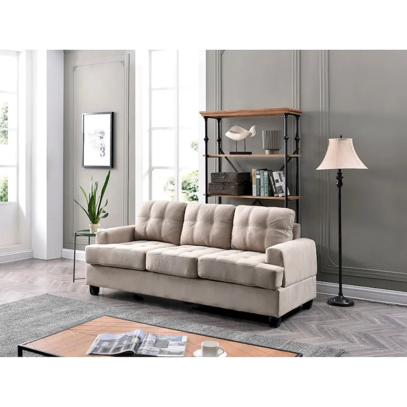 Canapé droit en microfibre à accoudoirs évasés Sandridge 79 po L - 34L x 79l x 36H