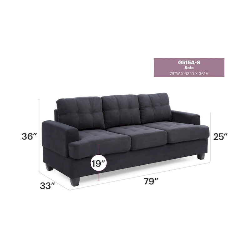 Canapé droit en microfibre à accoudoirs évasés Sandridge 79 po L - 34L x 79l x 36H